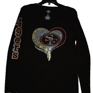 49ers VN rhinestone long sleeve shirt with 49ers sleeve XS S M L XL XXL …